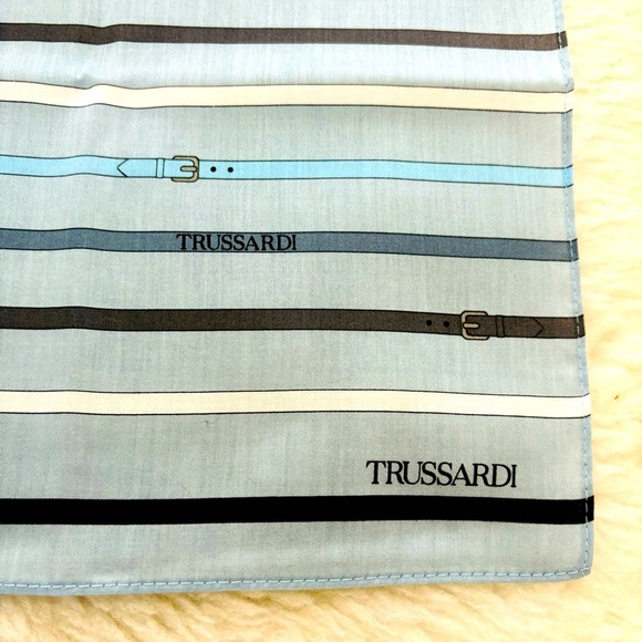 Trussardi Multicolored Cotton Striped Square Unisex Bandanna/Scarp 20” X 20” - Picture 8 of 9